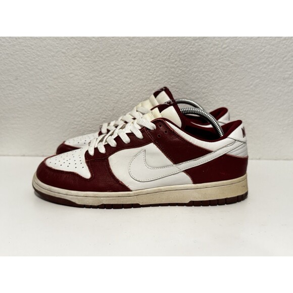 Nike Dunk Low Pro Maroon 2002 SAMPLE Mens Sz 9 Team Red White Leather RARE